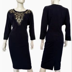 NWT WOMEN PLUS SIZE DRESS FORMAL RAGLAN 3/4 SLEEVES LINED BOAT NECK‎ IN NAVY